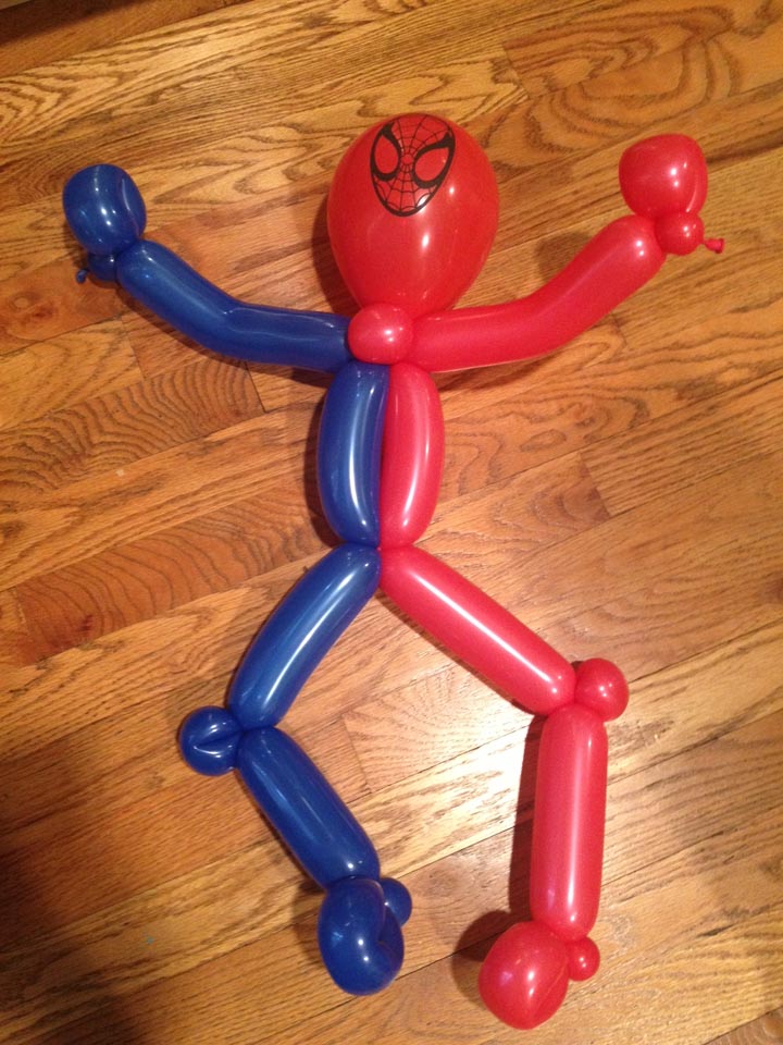 Balloon figure resembling Spider-Man